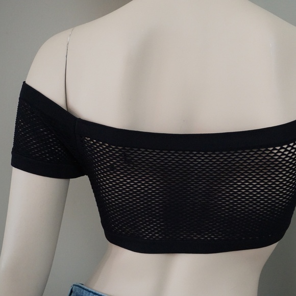 Flirtitude Seamless Crochet Crop Bralette in Black - Picture 4 of 5